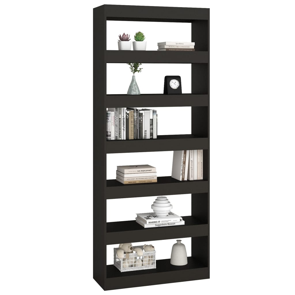 vidaXL Bücherregal/Raumteiler Schwarz 80x30x198 cm Holzwerkstoff
