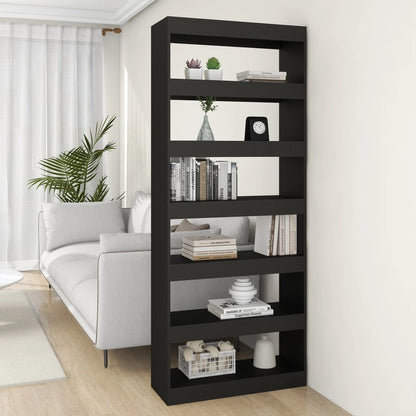 vidaXL Bücherregal/Raumteiler Schwarz 80x30x198 cm Holzwerkstoff