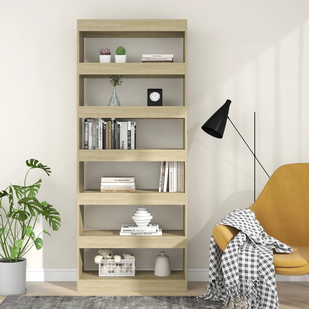 vidaXL Bücherregal/Raumteiler Sonoma-Eiche 80x30x198 cm Holzwerkstoff