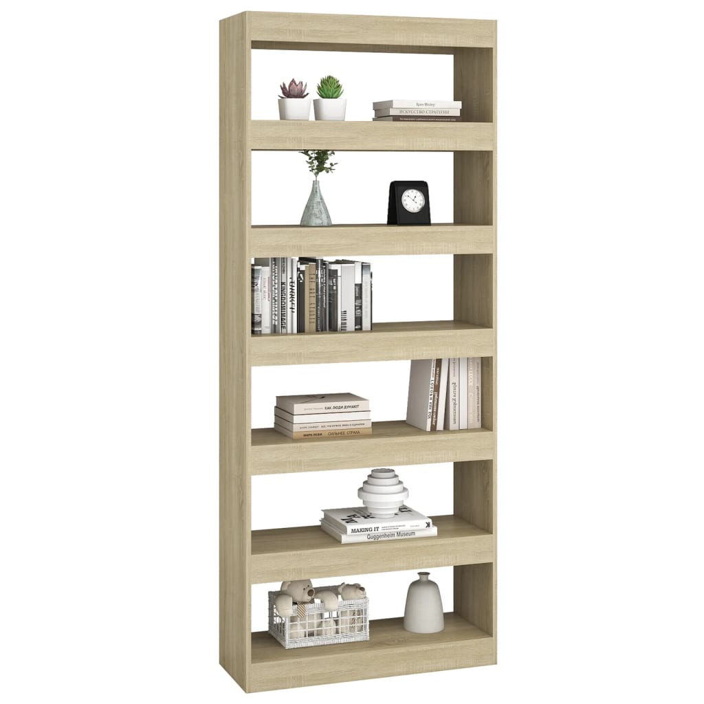 vidaXL Bücherregal/Raumteiler Sonoma-Eiche 80x30x198 cm Holzwerkstoff