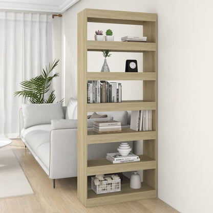 vidaXL Bücherregal/Raumteiler Sonoma-Eiche 80x30x198 cm Holzwerkstoff