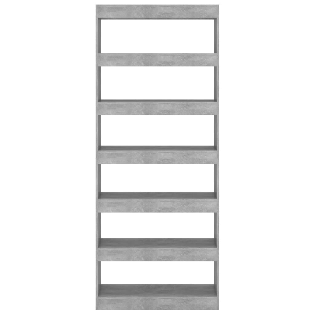 vidaXL Bücherregal/Raumteiler Betongrau 80x30x198 cm Holzwerkstoff