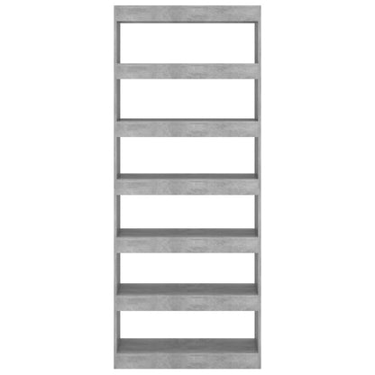 vidaXL Bücherregal/Raumteiler Betongrau 80x30x198 cm Holzwerkstoff
