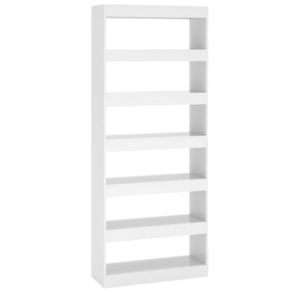 vidaXL Bücherregal/Raumteiler Hochglanz-Weiß 80x30x198cm Holzwerkstoff
