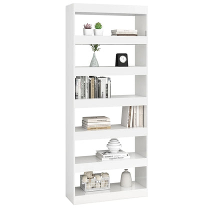 vidaXL Bücherregal/Raumteiler Hochglanz-Weiß 80x30x198cm Holzwerkstoff