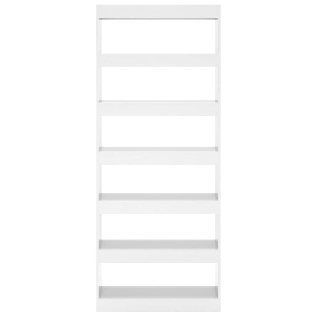 vidaXL Bücherregal/Raumteiler Hochglanz-Weiß 80x30x198cm Holzwerkstoff