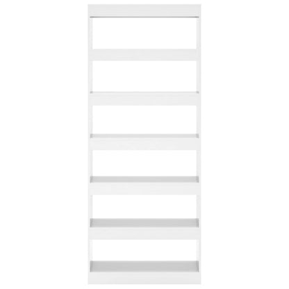 vidaXL Bücherregal/Raumteiler Hochglanz-Weiß 80x30x198cm Holzwerkstoff