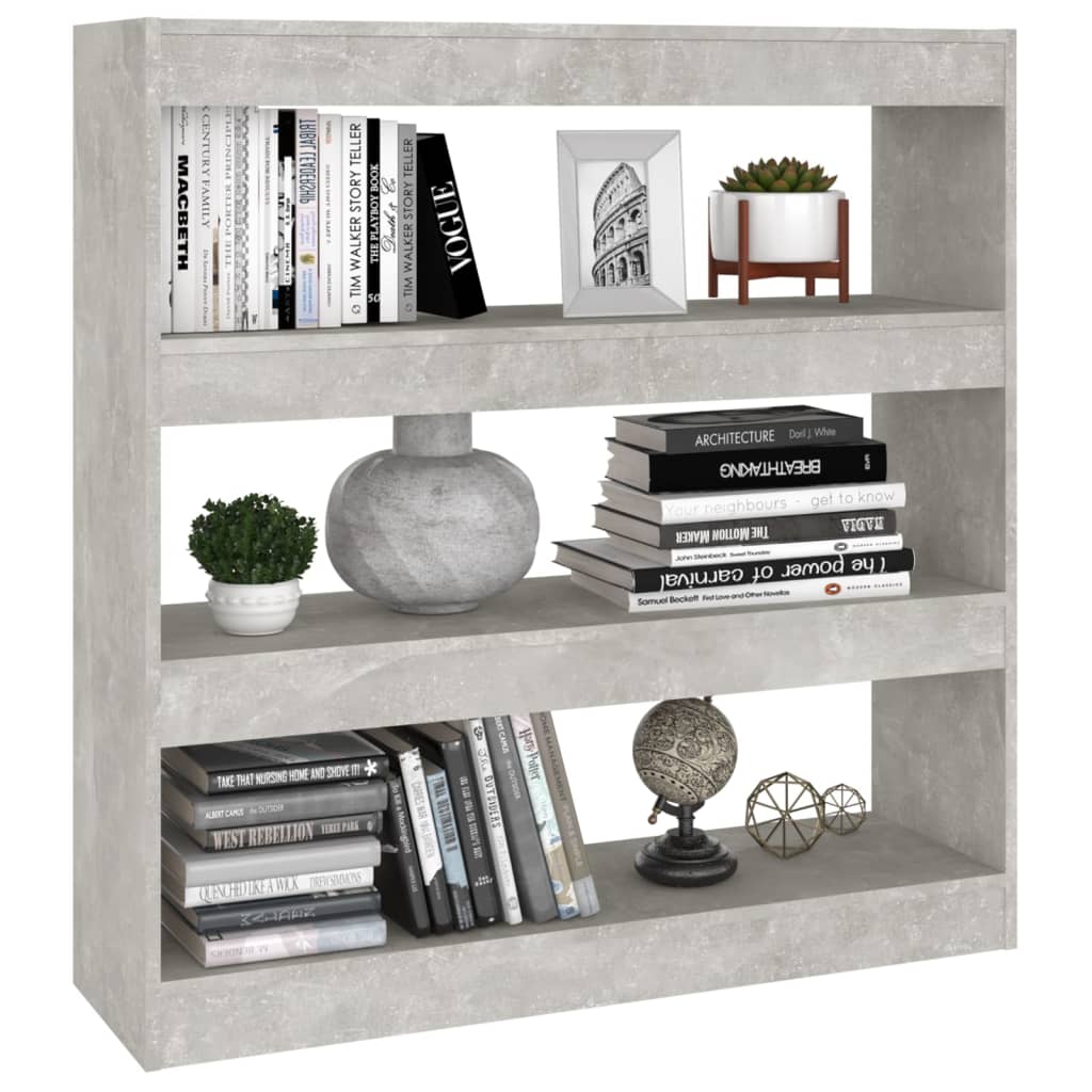 vidaXL Bücherregal/Raumteiler Betongrau 100x30x103 cm