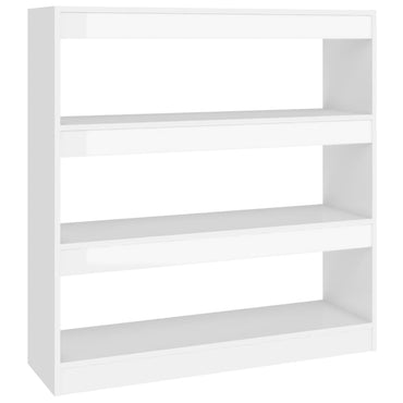 vidaXL Bücherregal/Raumteiler Hochglanz-Weiß 100x30x103 cm