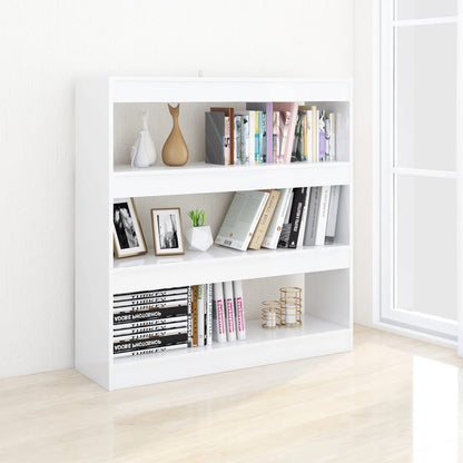 vidaXL Bücherregal/Raumteiler Hochglanz-Weiß 100x30x103 cm