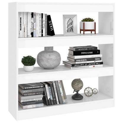 vidaXL Bücherregal/Raumteiler Hochglanz-Weiß 100x30x103 cm