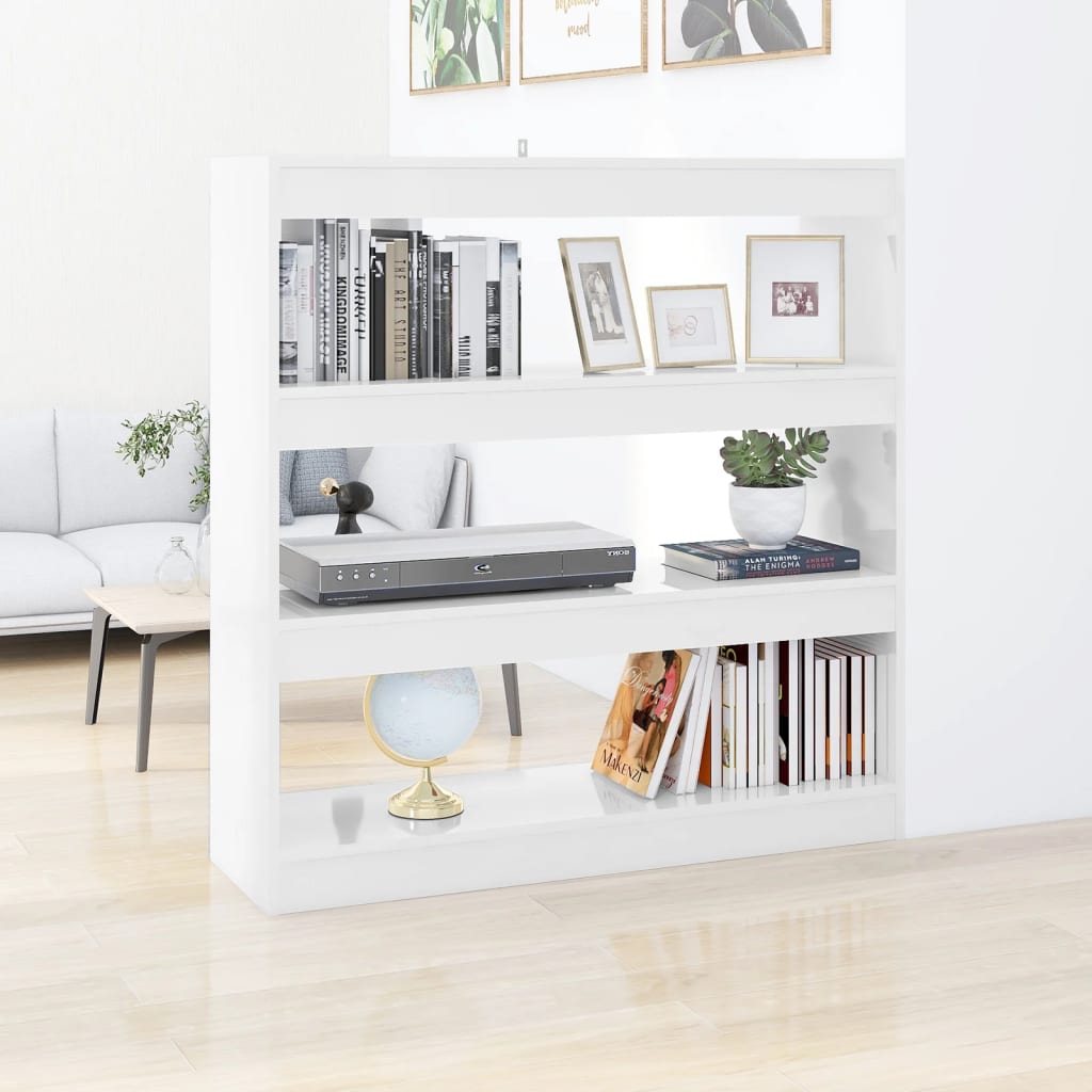vidaXL Bücherregal/Raumteiler Hochglanz-Weiß 100x30x103 cm