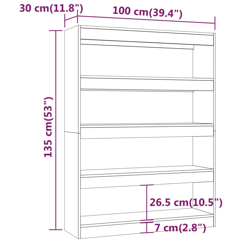 vidaXL Bibliothèque/Séparateur de pièce Blanc 100x30x135 cm