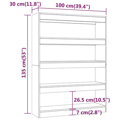 vidaXL Bibliothèque/Séparateur de pièce Blanc 100x30x135 cm