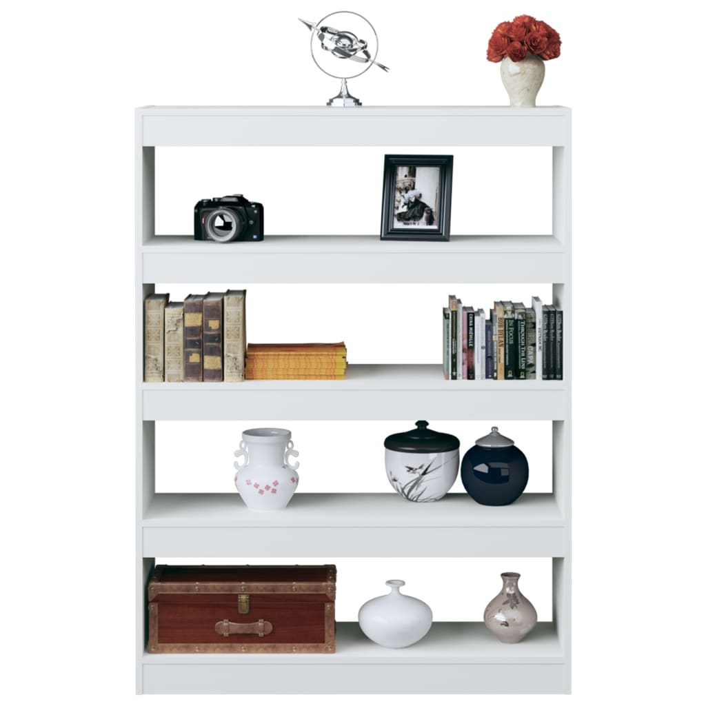vidaXL Bücherregal/Raumteiler Hochglanz-Weiß 100x30x135 cm