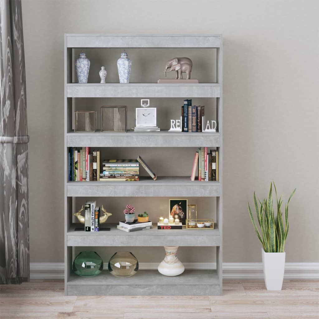 vidaXL Bücherregal/Raumteiler Betongrau 100x30x166 cm