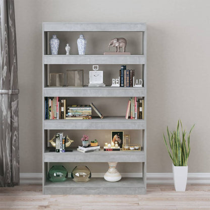 vidaXL Bücherregal/Raumteiler Betongrau 100x30x166 cm