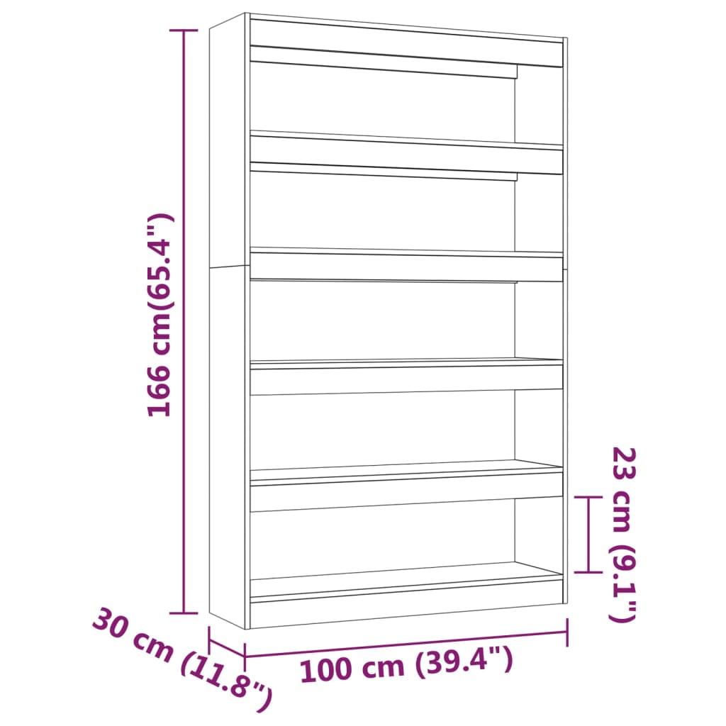 vidaXL Bücherregal/Raumteiler Betongrau 100x30x166 cm