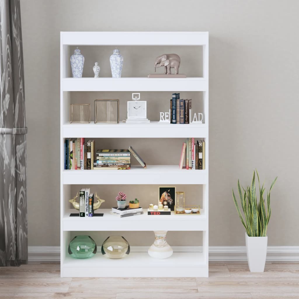 vidaXL Bücherregal/Raumteiler Hochglanz-Weiß 100x30x166 cm