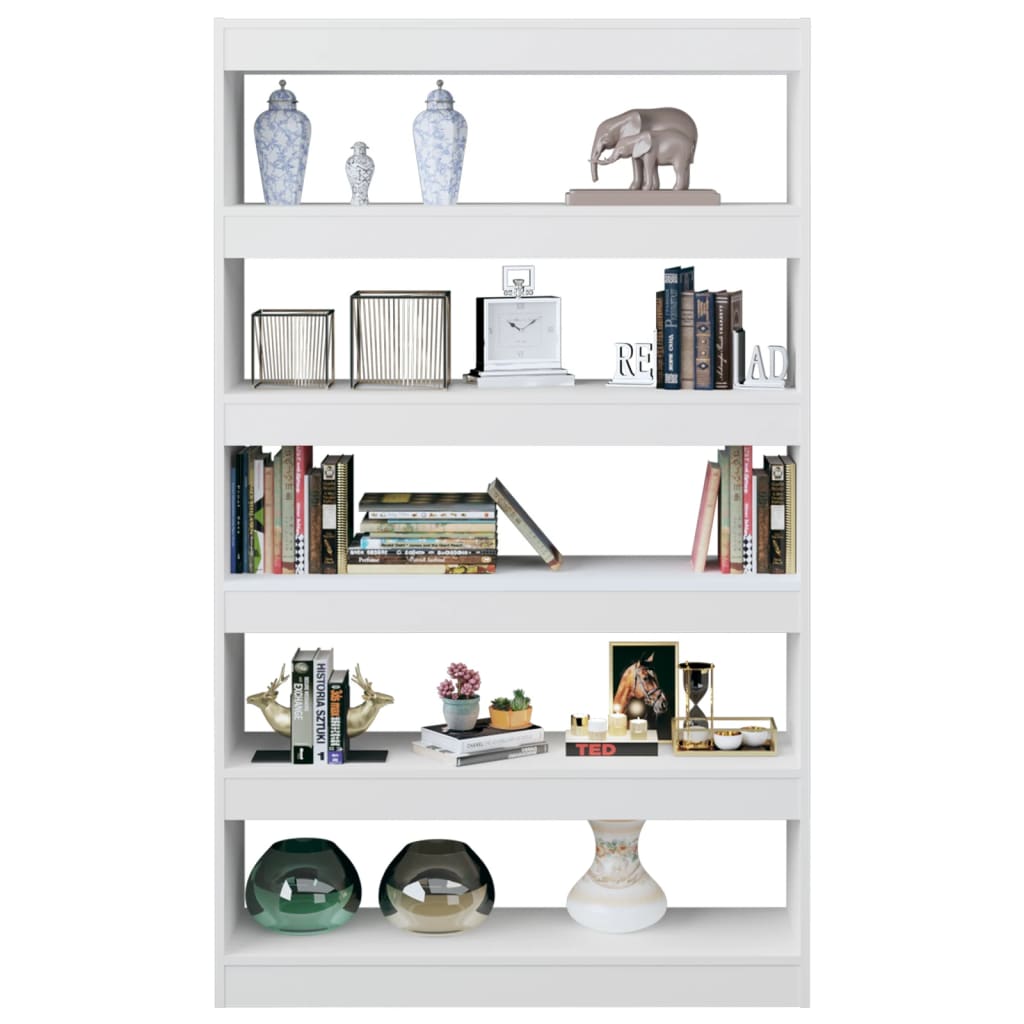 vidaXL Bücherregal/Raumteiler Hochglanz-Weiß 100x30x166 cm