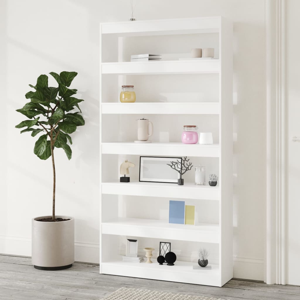 vidaXL Bibliothèque/Séparateur de pièce Blanc 100x30x198 cm Bois d'ingénierie
