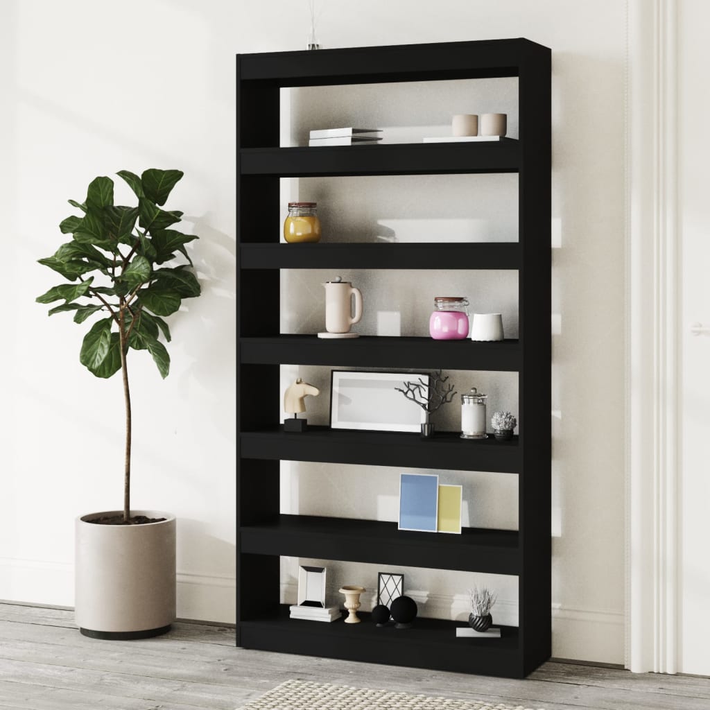 vidaXL Bibliothèque/Séparateur de pièce Noir 100x30x198 cm Bois d'ingénierie