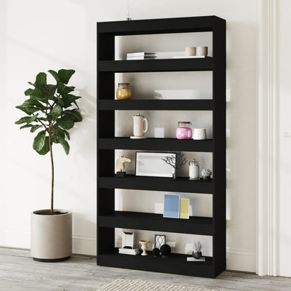 vidaXL Bibliothèque/Séparateur de pièce Noir 100x30x198 cm Bois d'ingénierie