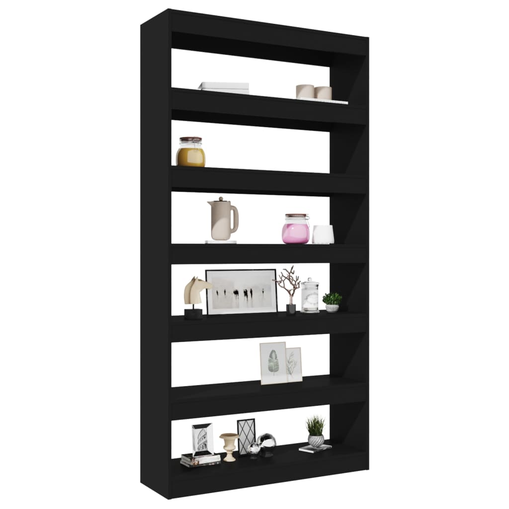 vidaXL Bibliothèque/Séparateur de pièce Noir 100x30x198 cm Bois d'ingénierie