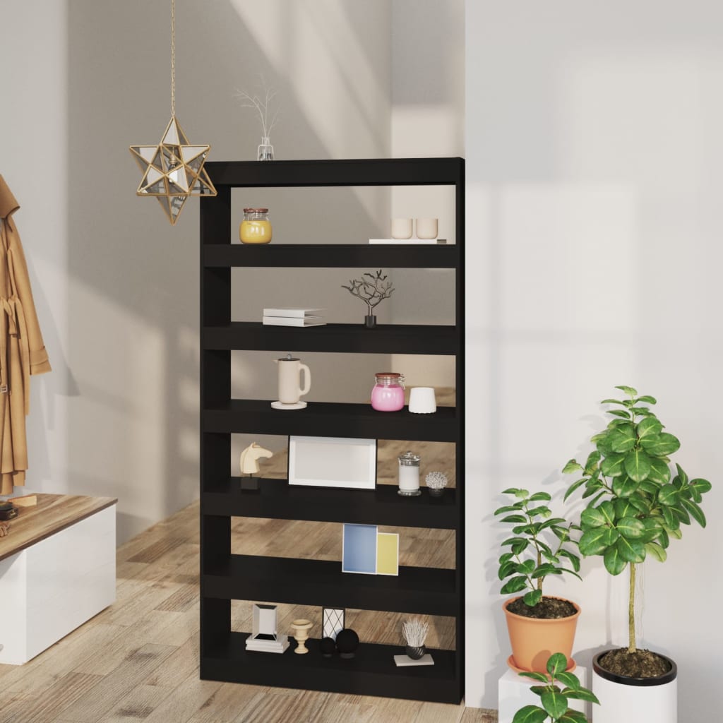 vidaXL Bibliothèque/Séparateur de pièce Noir 100x30x198 cm Bois d'ingénierie