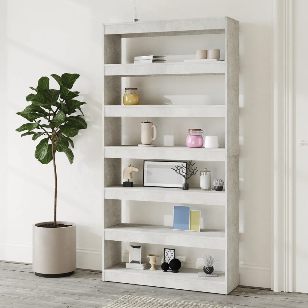 vidaXL Étagère/Séparateur de pièce Gris béton 100x30x198 cm Bois d'ingénierie