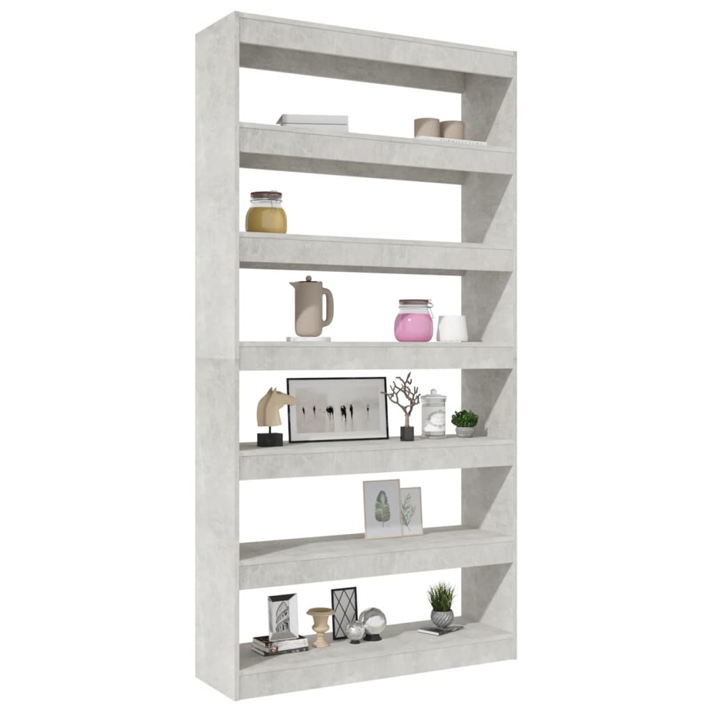 vidaXL Étagère/Séparateur de pièce Gris béton 100x30x198 cm Bois d'ingénierie
