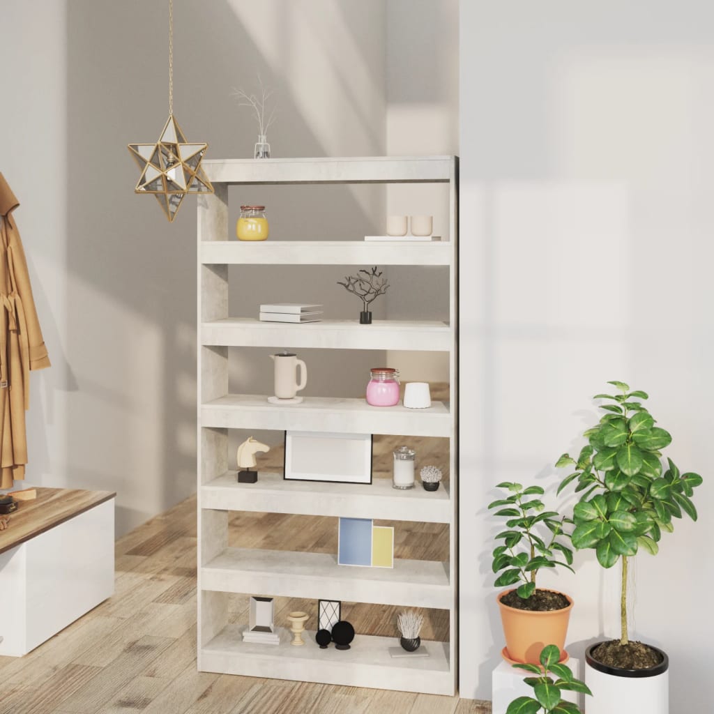 vidaXL Étagère/Séparateur de pièce Gris béton 100x30x198 cm Bois d'ingénierie
