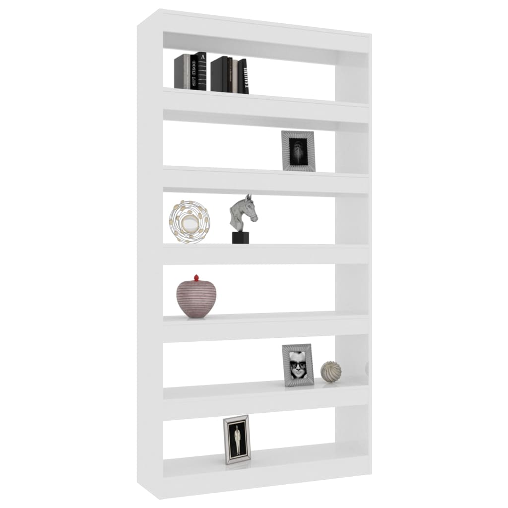 vidaXL Bücherregal/Raumteiler Hochglanz-Weiß 100x30x198 cm