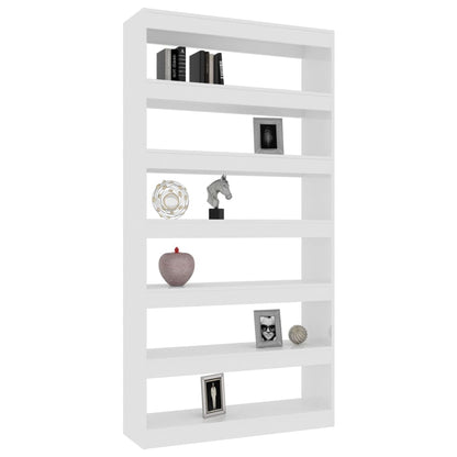 vidaXL Bücherregal/Raumteiler Hochglanz-Weiß 100x30x198 cm