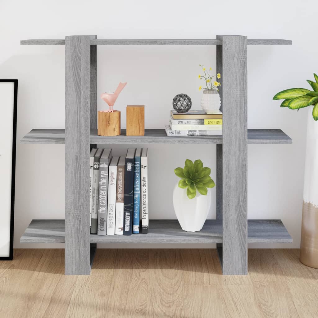 vidaXL Bücherregal/Raumteiler Grau Sonoma 100x30x87 cm