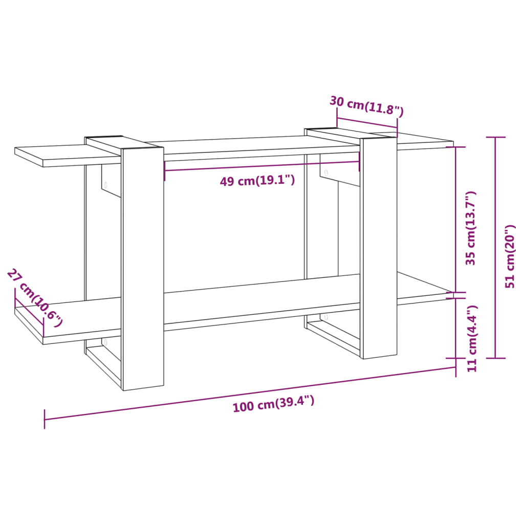 vidaXL Étagère à livres aspect chêne brun 100x30x51 cm bois d'ingénierie