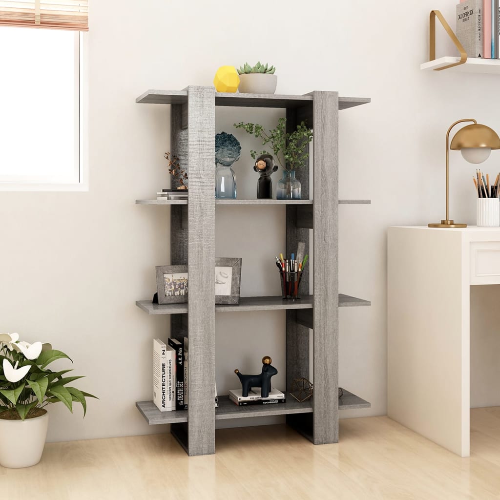 vidaXL Bücherregal/Raumteiler Grau Sonoma 80x30x123,5 cm