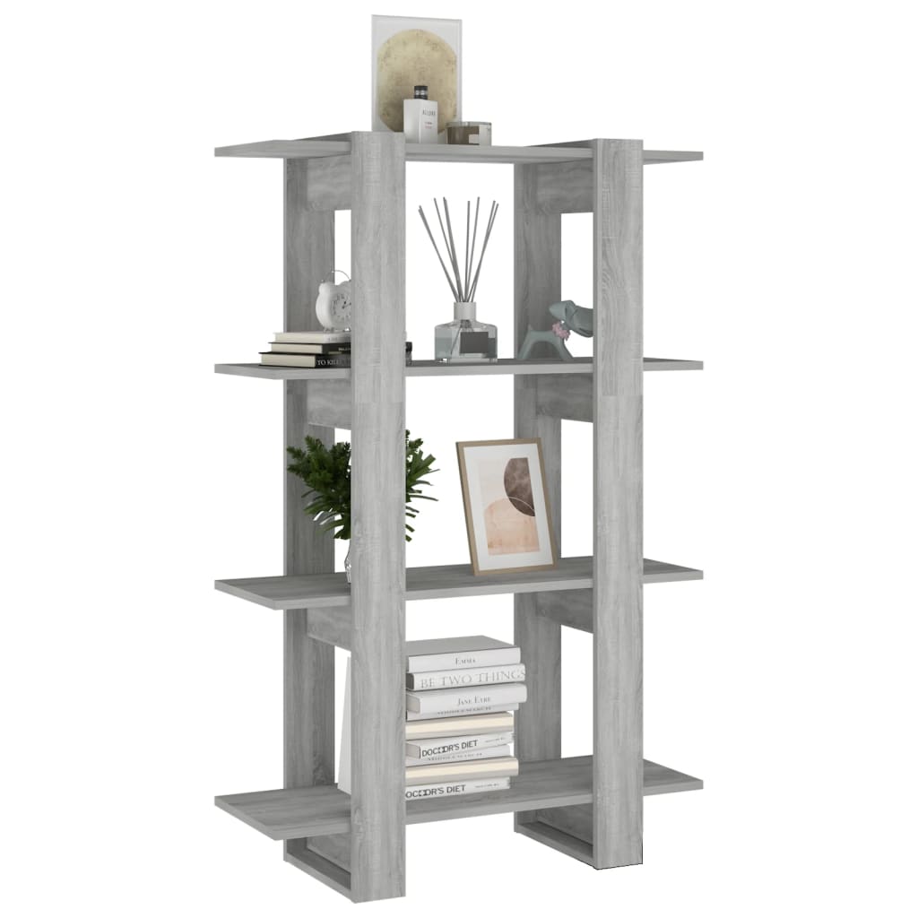 vidaXL Bücherregal/Raumteiler Grau Sonoma 80x30x123,5 cm