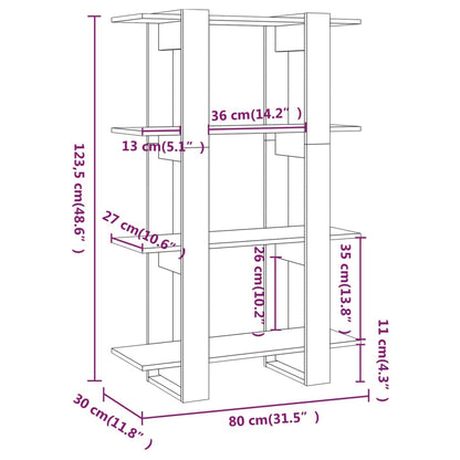 vidaXL Bücherregal/Raumteiler Braun Eichen-Optik 80x30x123,5 cm