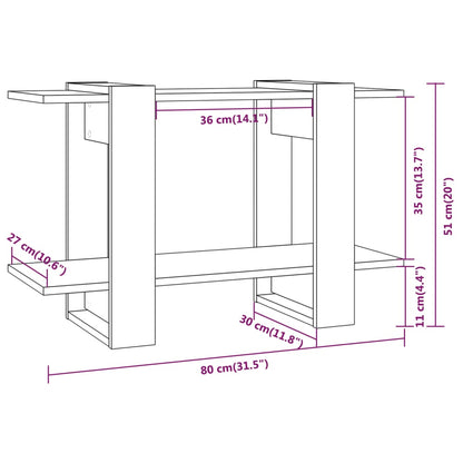 vidaXL Bücherregal/Raumteiler Grau Sonoma 80x30x51 cm