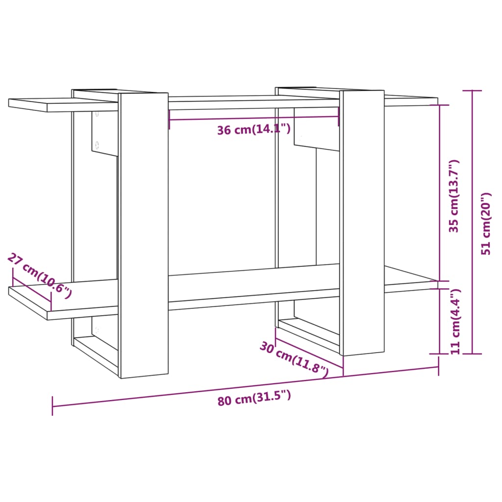 vidaXL Bücherregal/Raumteiler Braun Eichen-Optik 80x30x51 cm