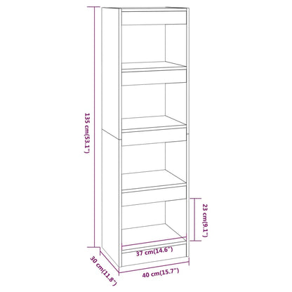 vidaXL Bücherregal/Raumteiler Grau Sonoma 40x30x135 cm