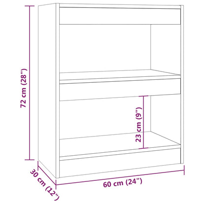 vidaXL Bücherregal/Raumteiler Räuchereiche 60x30x72 cm