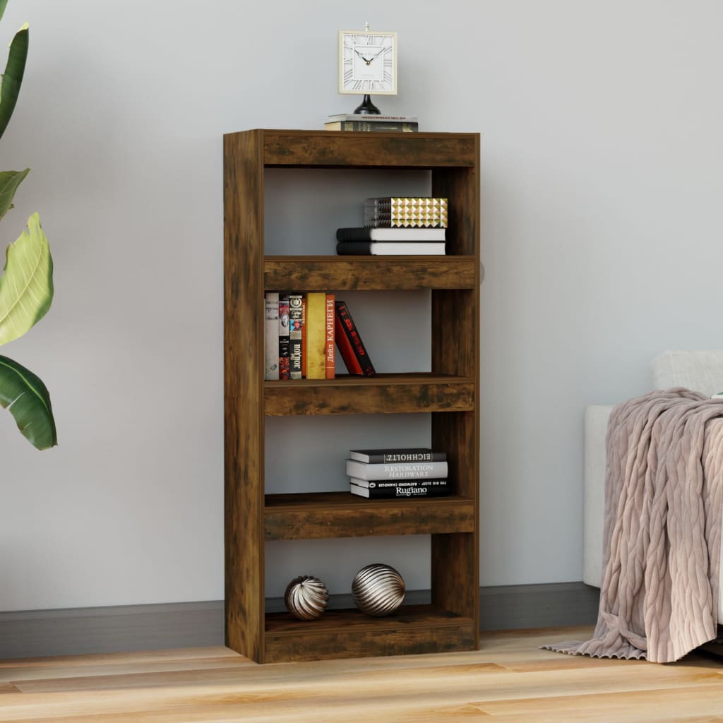 vidaXL Bibliothèque/Séparateur de pièce Chêne fumé 60x30x135 cm Bois d'ingénierie