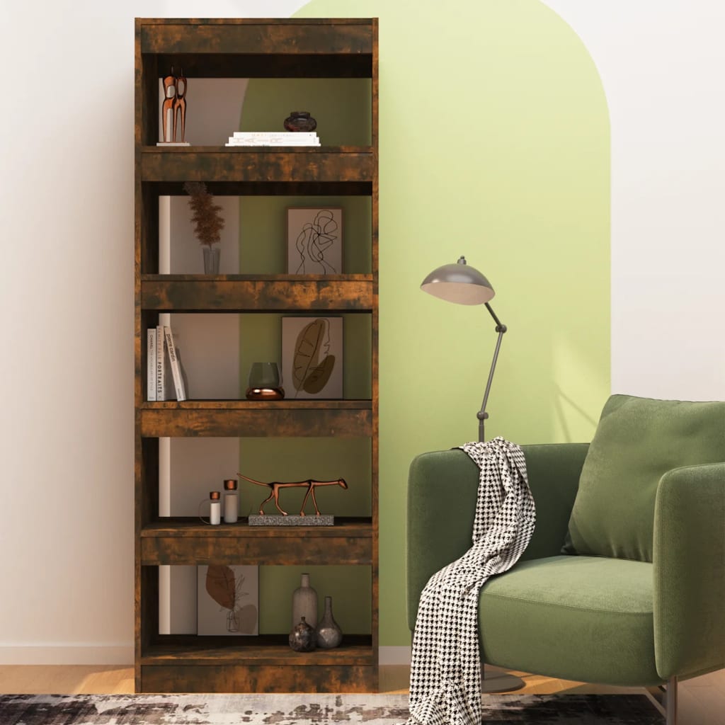 vidaXL Bibliothèque/Séparateur de pièce Chêne fumé 60x30x135 cm Bois d'ingénierie