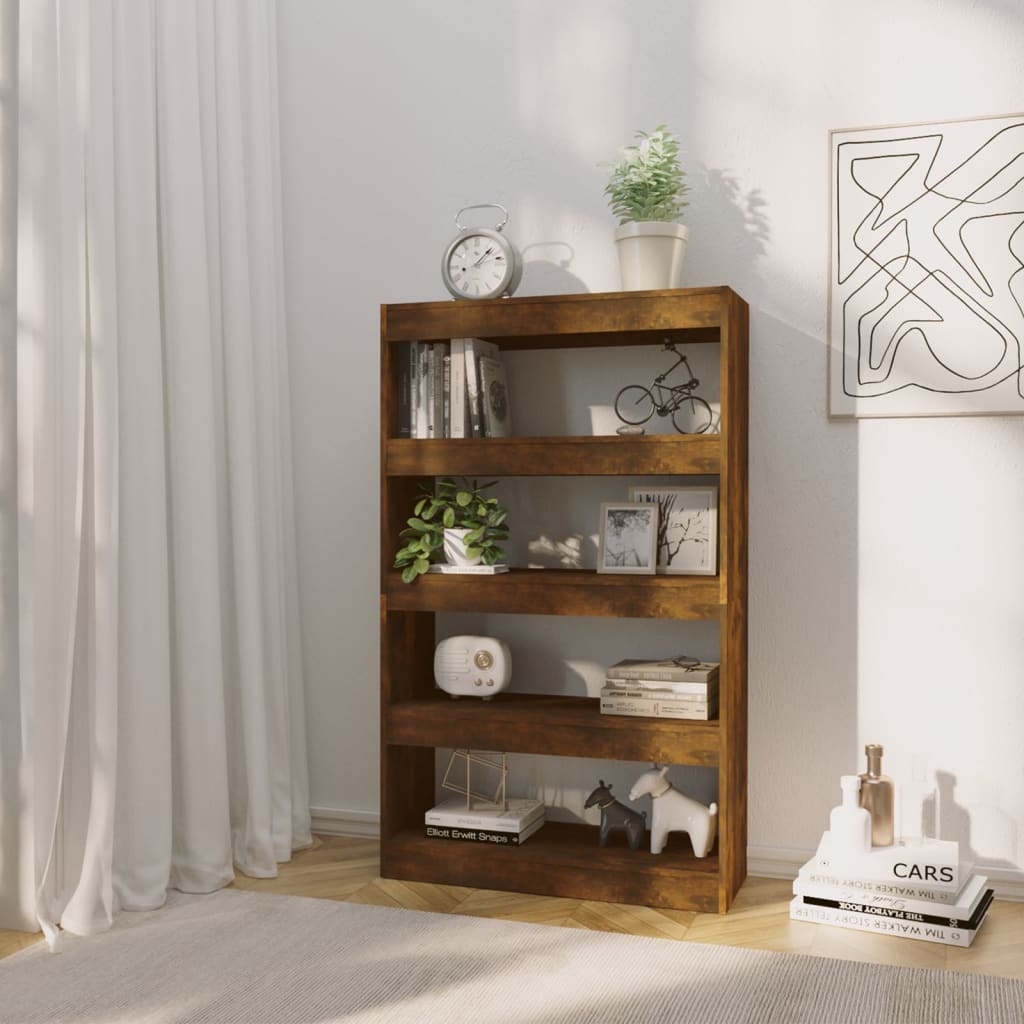 vidaXL Bücherregal/Raumteiler Räuchereiche 80x30x135 cm Holzwerkstoff