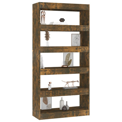 vidaXL Bücherregal/Raumteiler Räuchereiche 80x30x166 cm Holzwerkstoff