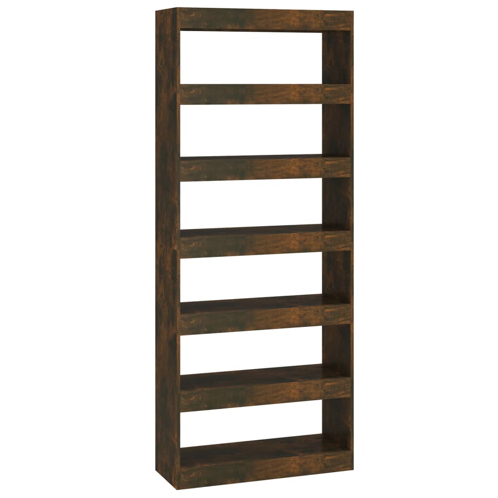 vidaXL Bücherregal/Raumteiler Räuchereiche 80x30x198 cm Holzwerkstoff