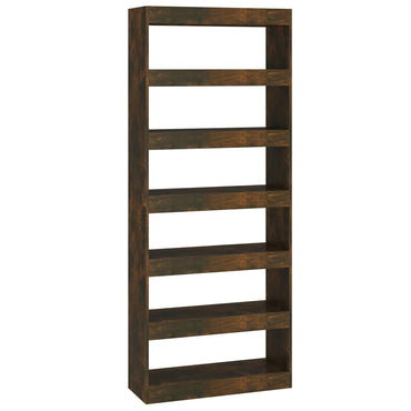vidaXL Bücherregal/Raumteiler Räuchereiche 80x30x198 cm Holzwerkstoff