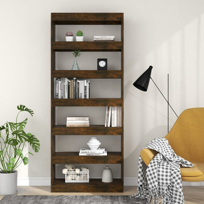 vidaXL Bücherregal/Raumteiler Räuchereiche 80x30x198 cm Holzwerkstoff